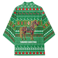 Turkmenistan Christmas Kimono with Decorated Horse Crescent Moon Pattern and Traditional Carpet - Wonder Print Shop