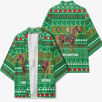 Turkmenistan Christmas Kimono with Decorated Horse Crescent Moon Pattern and Traditional Carpet - Wonder Print Shop