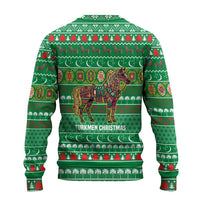 Turkmenistan Christmas Ugly Christmas Sweater with Decorated Horse Crescent Moon Pattern and Traditional Carpet - Wonder Print Shop