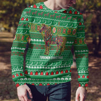 Turkmenistan Christmas Ugly Christmas Sweater with Decorated Horse Crescent Moon Pattern and Traditional Carpet - Wonder Print Shop