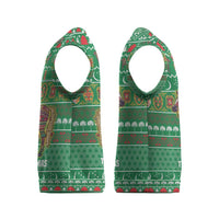 Turkmenistan Christmas Knitted V-Neck Vest with Decorated Horse Crescent Moon Pattern and Traditional Carpet - Wonder Print Shop