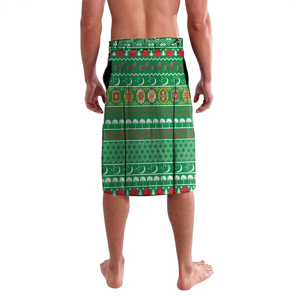 Turkmenistan Christmas Lavalava with Decorated Horse Crescent Moon Pattern and Traditional Carpet - Wonder Print Shop