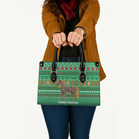 Turkmenistan Christmas Leather Bag with Decorated Horse Crescent Moon Pattern and Traditional Carpet - Wonder Print Shop