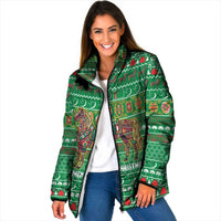 Turkmenistan Christmas Padded Jacket with Decorated Horse Crescent Moon Pattern and Traditional Carpet - Wonder Print Shop