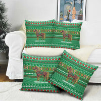 Turkmenistan Christmas Pillow Cover with Decorated Horse Crescent Moon Pattern and Traditional Carpet - Wonder Print Shop