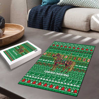 Turkmenistan Christmas Puzzle with Decorated Horse Crescent Moon Pattern and Traditional Carpet - Wonder Print Shop