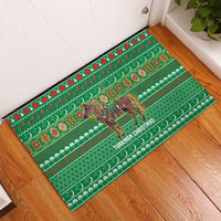 Turkmenistan Christmas Rubber Doormat with Decorated Horse Crescent Moon Pattern and Traditional Carpet - Wonder Print Shop