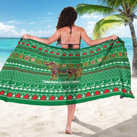Turkmenistan Christmas Sarong with Decorated Horse Crescent Moon Pattern and Traditional Carpet - Wonder Print Shop