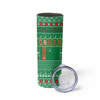 Turkmenistan Christmas Skinny Tumbler with Decorated Horse Crescent Moon Pattern and Traditional Carpet - Wonder Print Shop