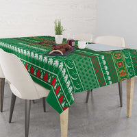 Turkmenistan Christmas Tablecloth with Decorated Horse Crescent Moon Pattern and Traditional Carpet - Wonder Print Shop