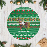 Turkmenistan Christmas Tree Skirt with Decorated Horse Crescent Moon Pattern and Traditional Carpet - Wonder Print Shop
