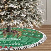 Turkmenistan Christmas Tree Skirt with Decorated Horse Crescent Moon Pattern and Traditional Carpet - Wonder Print Shop