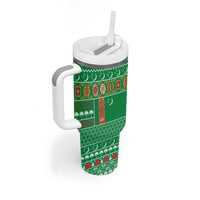 Turkmenistan Christmas Tumbler With Handle with Decorated Horse Crescent Moon Pattern and Traditional Carpet - Wonder Print Shop
