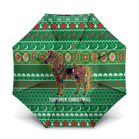 Turkmenistan Christmas Umbrella with Decorated Horse Crescent Moon Pattern and Traditional Carpet - Wonder Print Shop