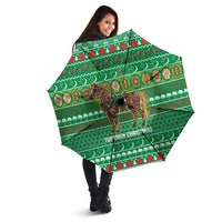 Turkmenistan Christmas Umbrella with Decorated Horse Crescent Moon Pattern and Traditional Carpet - Wonder Print Shop