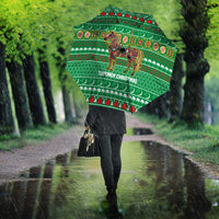 Turkmenistan Christmas Umbrella with Decorated Horse Crescent Moon Pattern and Traditional Carpet - Wonder Print Shop