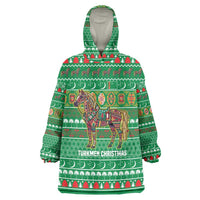 Turkmenistan Christmas Wearable Blanket Hoodie with Decorated Horse Crescent Moon Pattern and Traditional Carpet - Wonder Print Shop