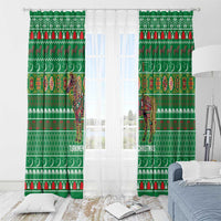 Turkmenistan Christmas Window Curtain with Decorated Horse Crescent Moon Pattern and Traditional Carpet - Wonder Print Shop