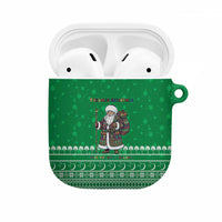 Turkmenistan Christmas AirPods Case with Traditional Santa Snowflake Crescent Moon and National Emblem - Wonder Print Shop