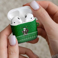 Turkmenistan Christmas AirPods Case with Traditional Santa Snowflake Crescent Moon and National Emblem - Wonder Print Shop