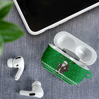 Turkmenistan Christmas AirPods Case with Traditional Santa Snowflake Crescent Moon and National Emblem - Wonder Print Shop