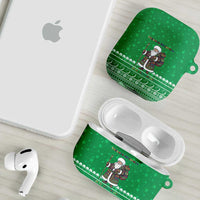 Turkmenistan Christmas AirPods Case with Traditional Santa Snowflake Crescent Moon and National Emblem - Wonder Print Shop
