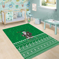Turkmenistan Christmas Area Rug with Traditional Santa Snowflake Crescent Moon and National Emblem - Wonder Print Shop