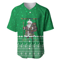 Turkmenistan Christmas Baseball Jersey with Traditional Santa Snowflake Crescent Moon and National Emblem - Wonder Print Shop