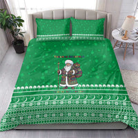 Turkmenistan Christmas Bedding Set with Traditional Santa Snowflake Crescent Moon and National Emblem - undefined