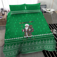 Turkmenistan Christmas Bedding Set with Traditional Santa Snowflake Crescent Moon and National Emblem - undefined