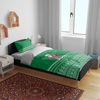 Turkmenistan Christmas Bedding Set with Traditional Santa Snowflake Crescent Moon and National Emblem - undefined