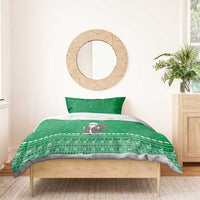 Turkmenistan Christmas Bedding Set with Traditional Santa Snowflake Crescent Moon and National Emblem - undefined