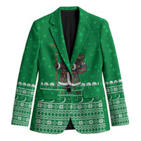 Turkmenistan Christmas Blazer with Traditional Santa Snowflake Crescent Moon and National Emblem - Wonder Print Shop