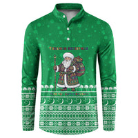 Turkmenistan Christmas Button Sweatshirt with Traditional Santa Snowflake Crescent Moon and National Emblem - Wonder Print Shop