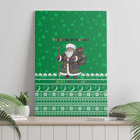 Turkmenistan Christmas Canvas Wall Art with Traditional Santa Snowflake Crescent Moon and National Emblem - Wonder Print Shop