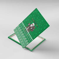 Turkmenistan Christmas Canvas Wall Art with Traditional Santa Snowflake Crescent Moon and National Emblem - Wonder Print Shop