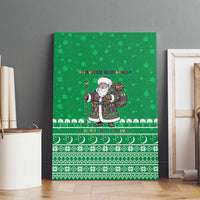 Turkmenistan Christmas Canvas Wall Art with Traditional Santa Snowflake Crescent Moon and National Emblem - Wonder Print Shop