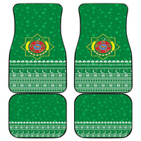 Turkmenistan Christmas Car Mats with Traditional Santa Snowflake Crescent Moon and National Emblem - Wonder Print Shop