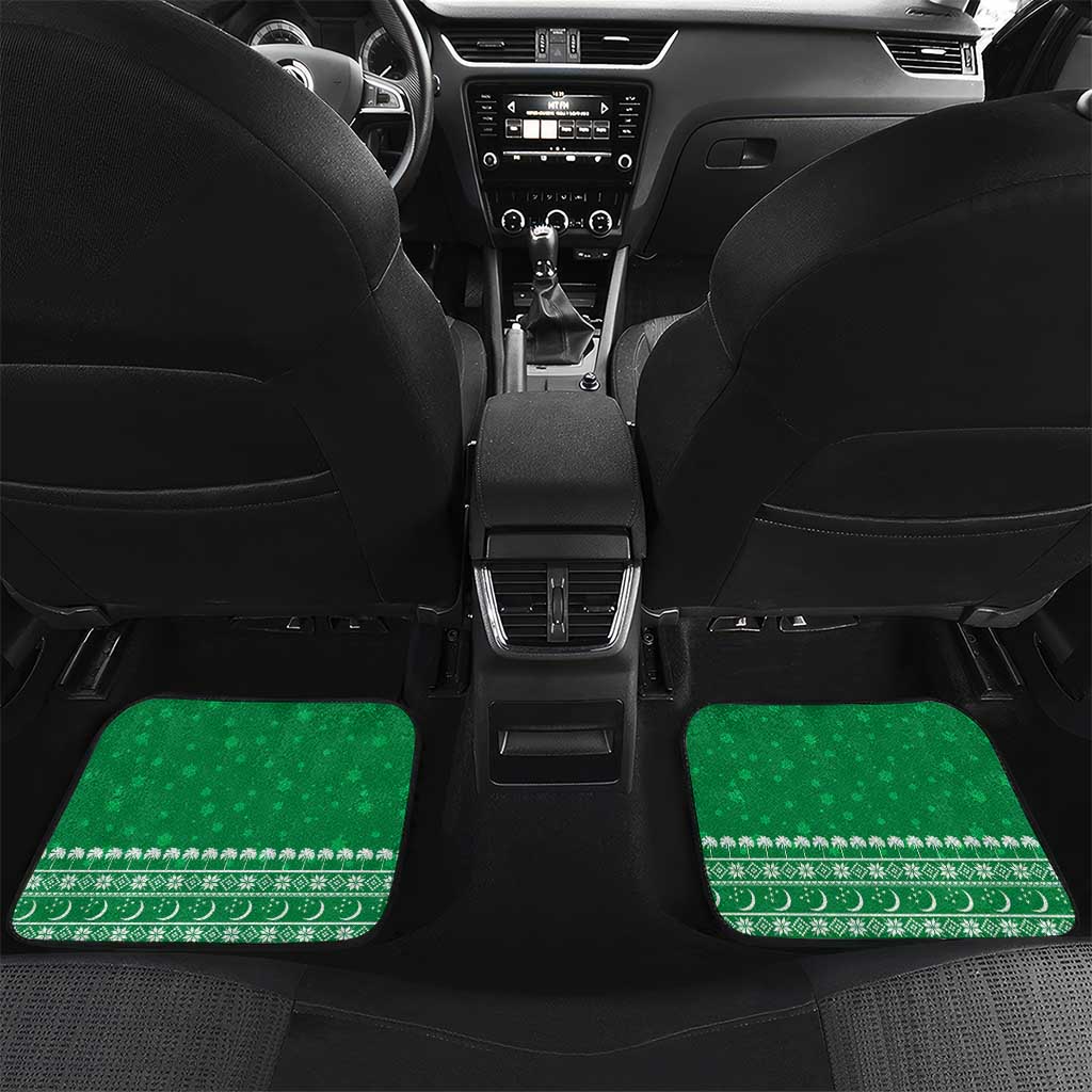 Turkmenistan Christmas Car Mats with Traditional Santa Snowflake Crescent Moon and National Emblem - Wonder Print Shop