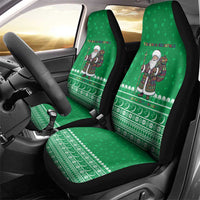 Turkmenistan Christmas Car Seat Cover with Traditional Santa Snowflake Crescent Moon and National Emblem - Wonder Print Shop