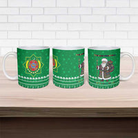 Turkmenistan Christmas Ceramic Mug with Traditional Santa Snowflake Crescent Moon and National Emblem - Wonder Print Shop