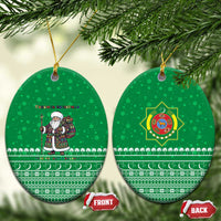 Turkmenistan Christmas Ceramic Ornament with Traditional Santa Snowflake Crescent Moon and National Emblem - Wonder Print Shop