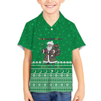 Turkmenistan Christmas Family Matching Off The Shoulder Long Sleeve Dress and Hawaiian Shirt with Traditional Santa Snowflake Crescent Moon and National Emblem - Wonder Print Shop