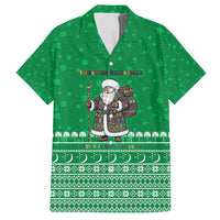 Turkmenistan Christmas Family Matching Off Shoulder Short Dress and Hawaiian Shirt with Traditional Santa Snowflake Crescent Moon and National Emblem - Wonder Print Shop