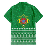 Turkmenistan Christmas Family Matching Puletasi and Hawaiian Shirt with Traditional Santa Snowflake Crescent Moon and National Emblem - Wonder Print Shop