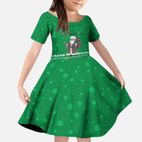 Turkmenistan Christmas Family Matching Short Sleeve Bodycon Dress and Hawaiian Shirt with Traditional Santa Snowflake Crescent Moon and National Emblem - Wonder Print Shop