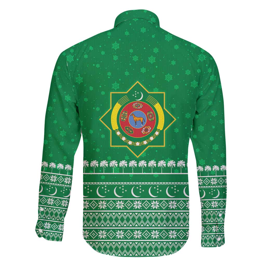 Turkmenistan Christmas Family Matching Summer Maxi Dress and Hawaiian Shirt with Traditional Santa Snowflake Crescent Moon and National Emblem - Wonder Print Shop