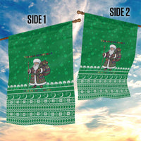 Turkmenistan Christmas Garden Flag with Traditional Santa Snowflake Crescent Moon and National Emblem - Wonder Print Shop