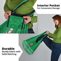 Turkmenistan Christmas Grocery Bag with Traditional Santa Snowflake Crescent Moon and National Emblem - Wonder Print Shop