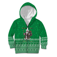 Turkmenistan Christmas Kid Hoodie with Traditional Santa Snowflake Crescent Moon and National Emblem - Wonder Print Shop